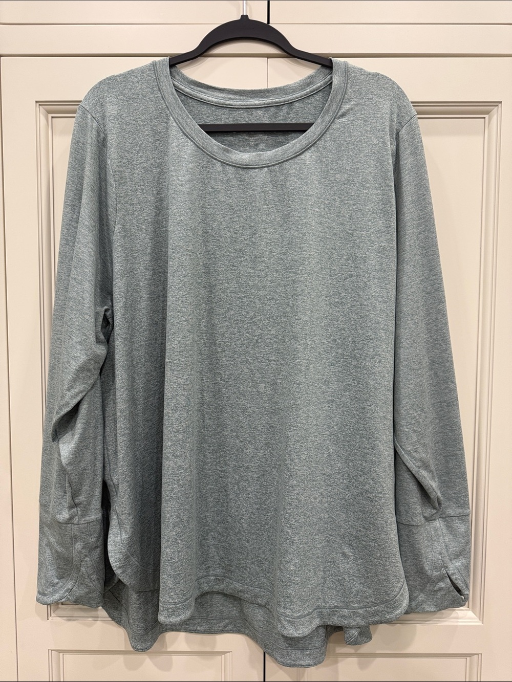 Athleta Women's 3X Uptempo Top Long Sleeve Shirt Heathered Green